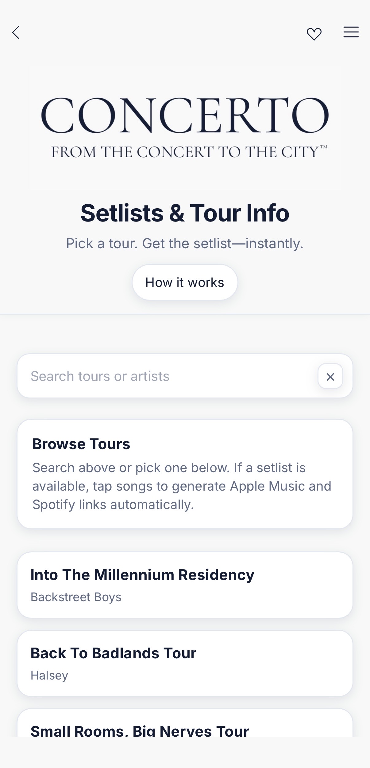 Setlists & Tour Info